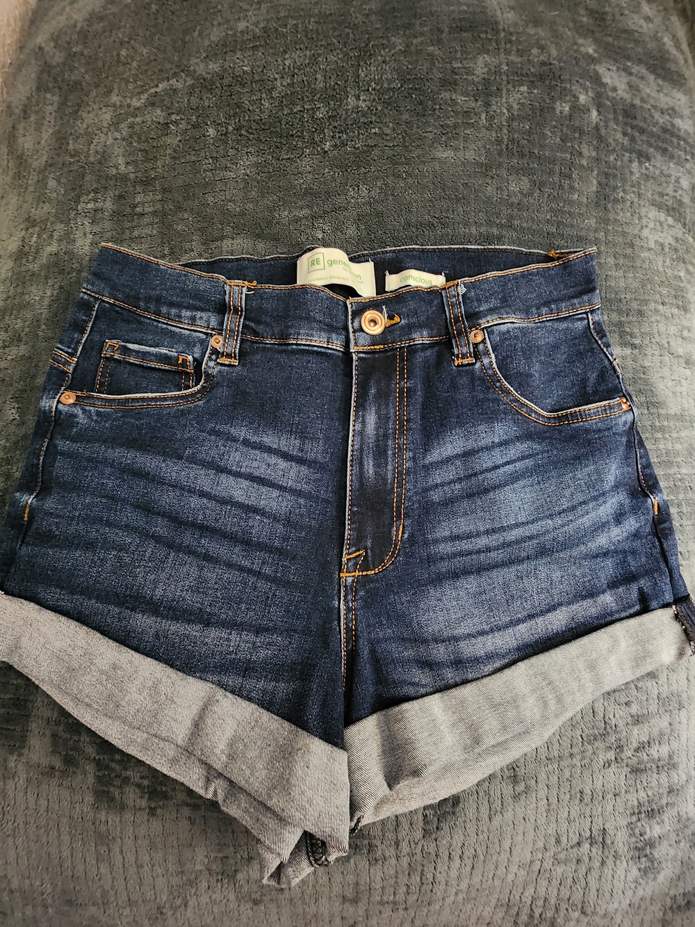 Women's Dark Blue Rolled Cuff Denim Shorts